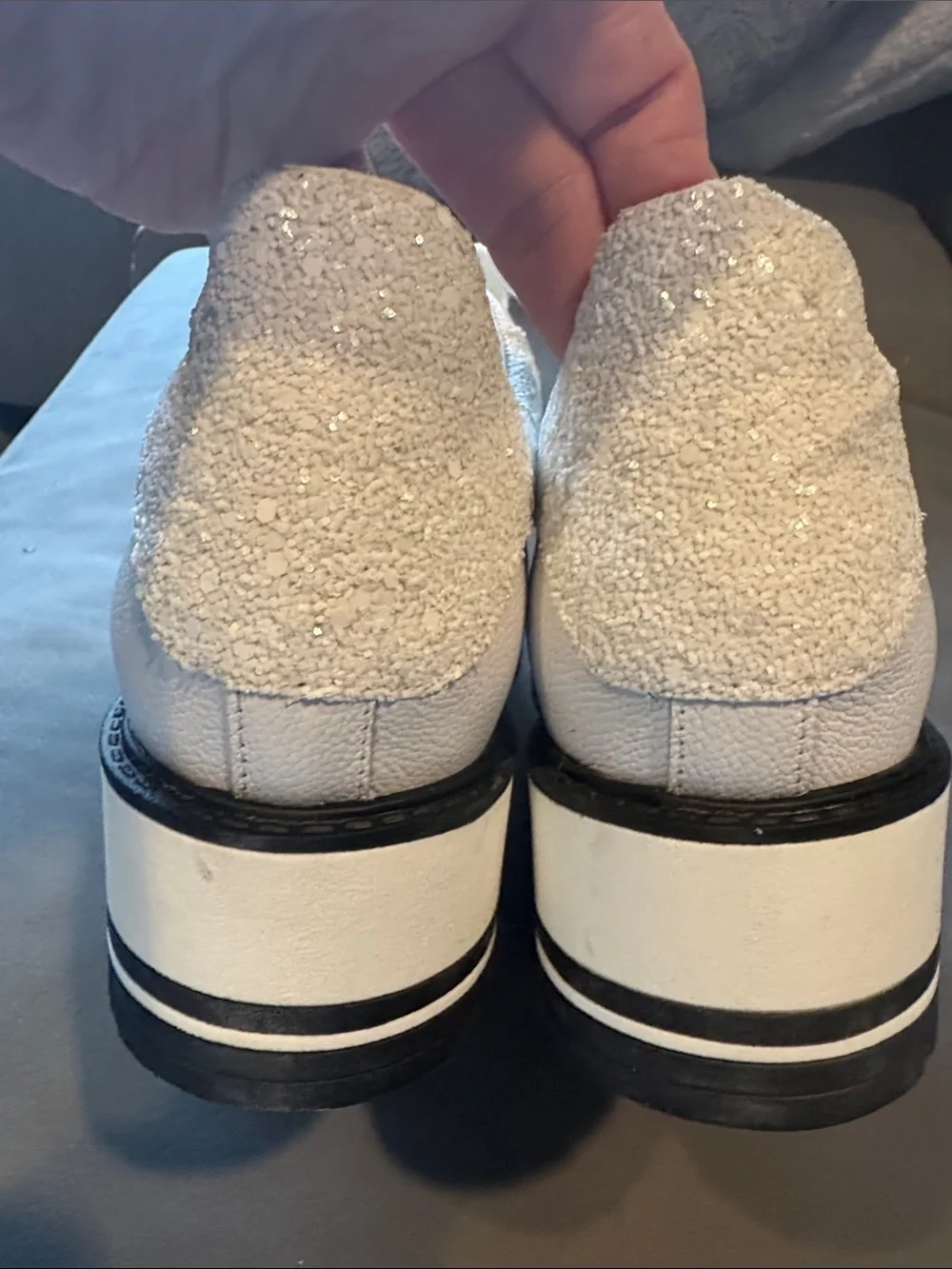 Silent D white leather glitter sparkle Siobhan platform lace up sneaker. Size 40 - Picture 4 of 7